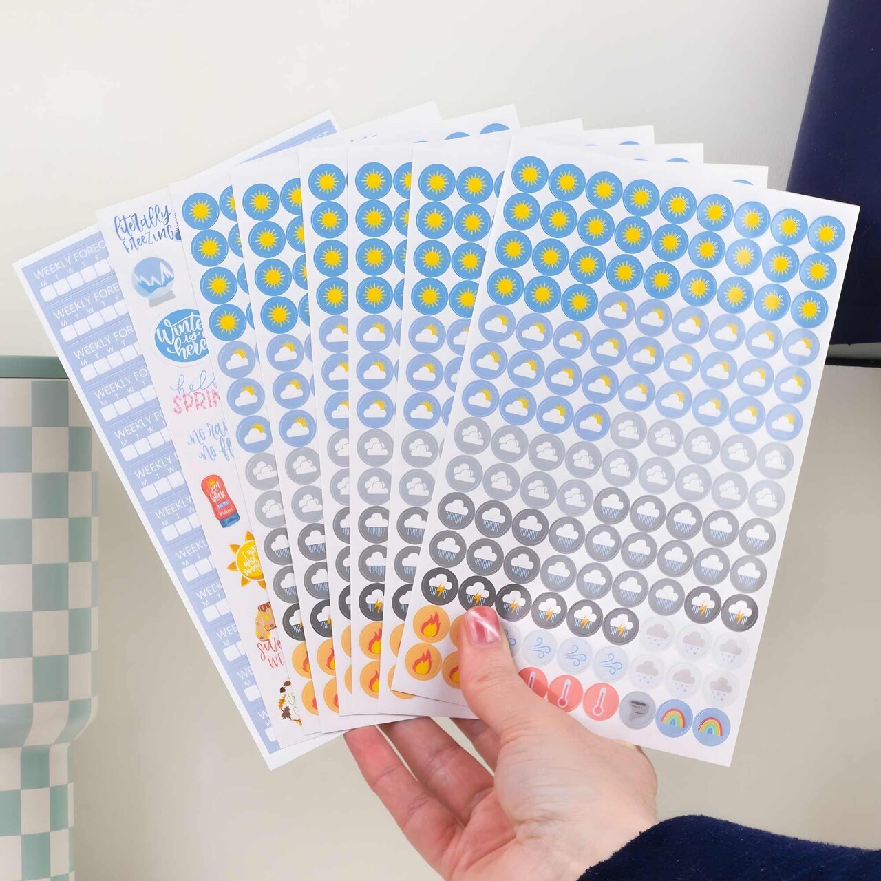 bloom daily planners Weather Planner Stickers, 8 Sheets (800+ Stickers) | Forecast Icons Pack